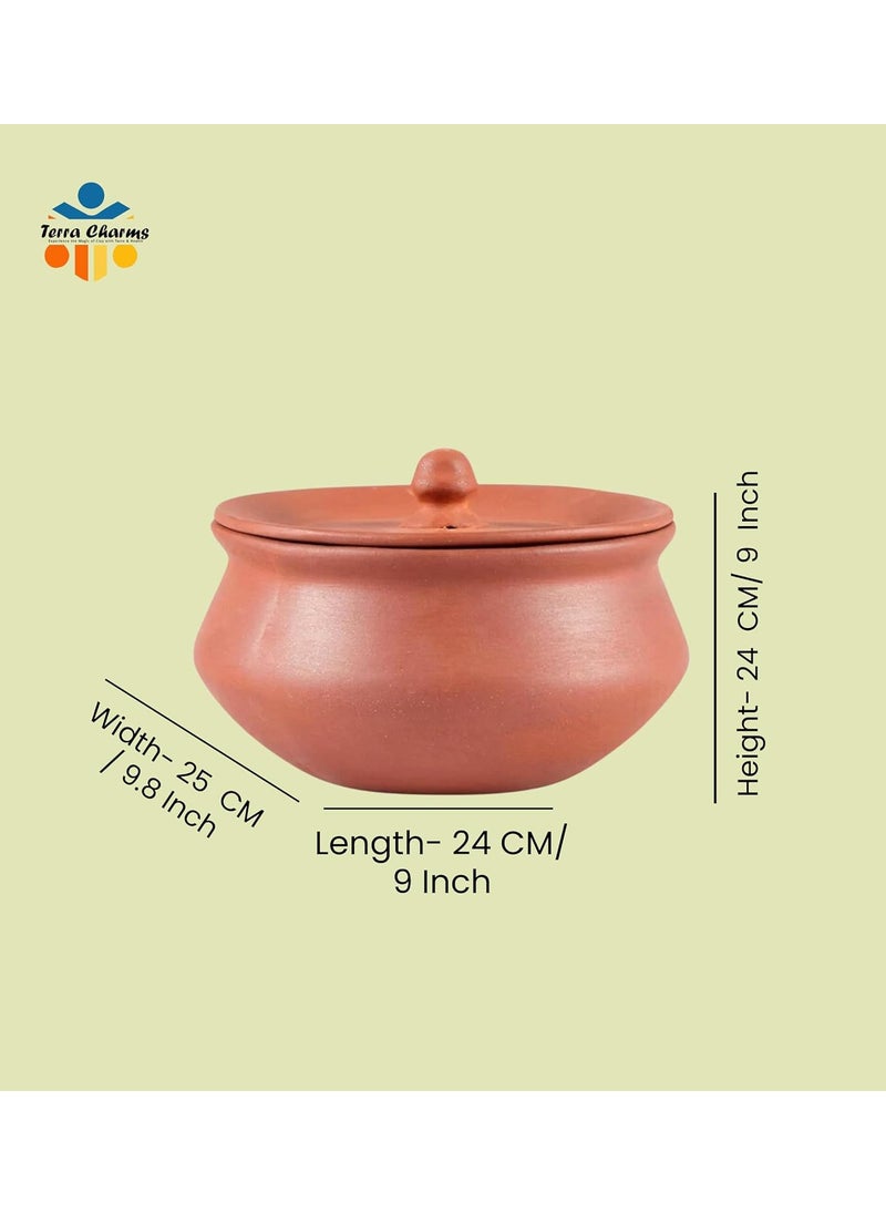 Terra Charms Terra Charms Terracotta Clay Serving Pot Cooking Pot Rasam Pot Enhance Naturelly Taste Large Mitti Dahi Handi 1800 ml Earthenware Brown 1800 ML  - Image 3