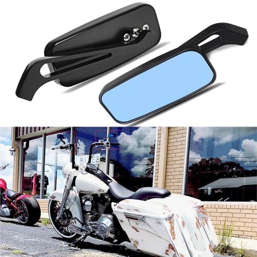 Rich Choices 8mm/10mm Black Motorcycle Rectangle Handlebar Rearview Mirrors Compatible with Harley Street Glide Road King Softail Sportster Iron 883 XL1200 Chopper Softail - Image 5