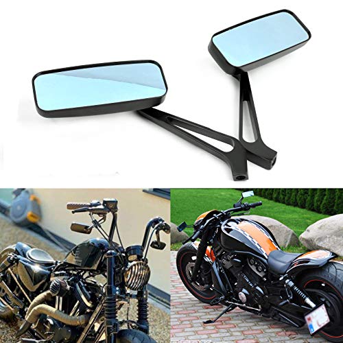 Rich Choices 8mm/10mm Black Motorcycle Rectangle Handlebar Rearview Mirrors Compatible with Harley Street Glide Road King Softail Sportster Iron 883 XL1200 Chopper Softail - Image 3