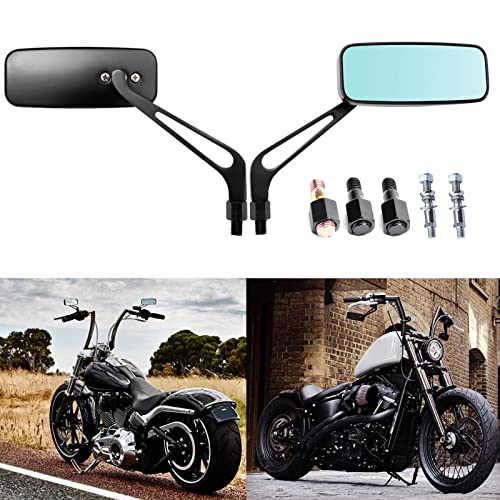 Rich Choices 8mm/10mm Black Motorcycle Rectangle Handlebar Rearview Mirrors Compatible with Harley Street Glide Road King Softail Sportster Iron 883 XL1200 Chopper Softail - Image 4
