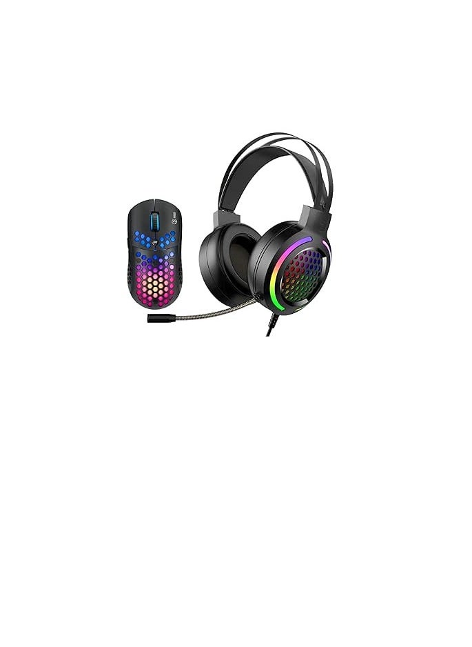 MARVO Marvo MH01 Gaming Headset and Mouse Combo, Over Ear, Bluetooth, Black 