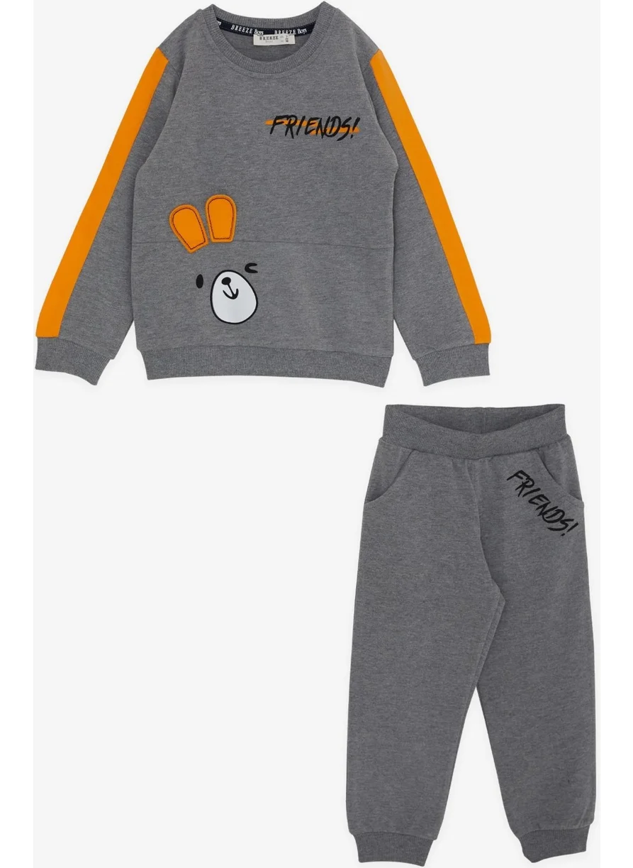 بريز Girls & Boys Boy Tracksuit Set Animal Printed Ears Moving 1-4 Years, Dark Gray Melange