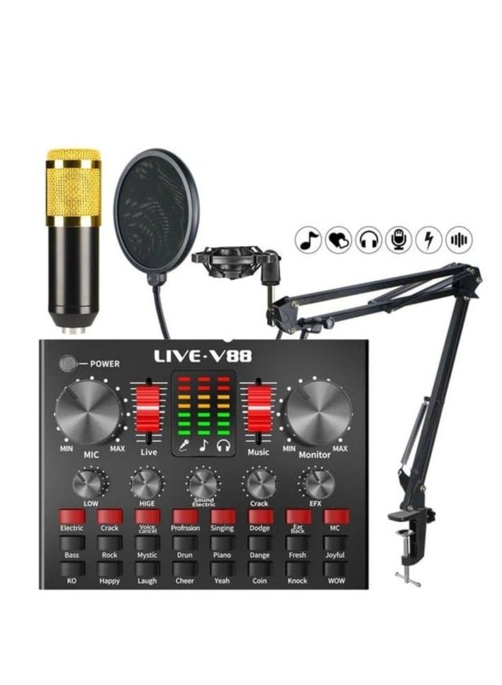 BM800 Professional Mic Condenser Microphone V88 Sound Card Set for Webcast Live Stream - Image 1
