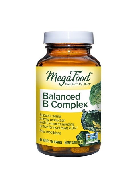 Balanced B Complex - B Complex Vitamin That Helps Support Cellular Energy with Vitamins B1, B2, B3, B5, B6, B7, B9, B12 - Vegan, Kosher, and Non GMO - Made Without 9 Food Allergens - 60 Tabs