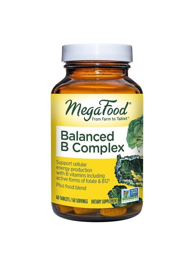 MegaFood - Balanced B Complex - B Complex Vitamin That Helps Support Cellular Energy with Vitamins B1, B2, B3, B5, B6, B7, B9, B12 - Vegan, Kosher, and Non GMO - Made Without 9 Food Allergens - 60 Tabs - Image 1