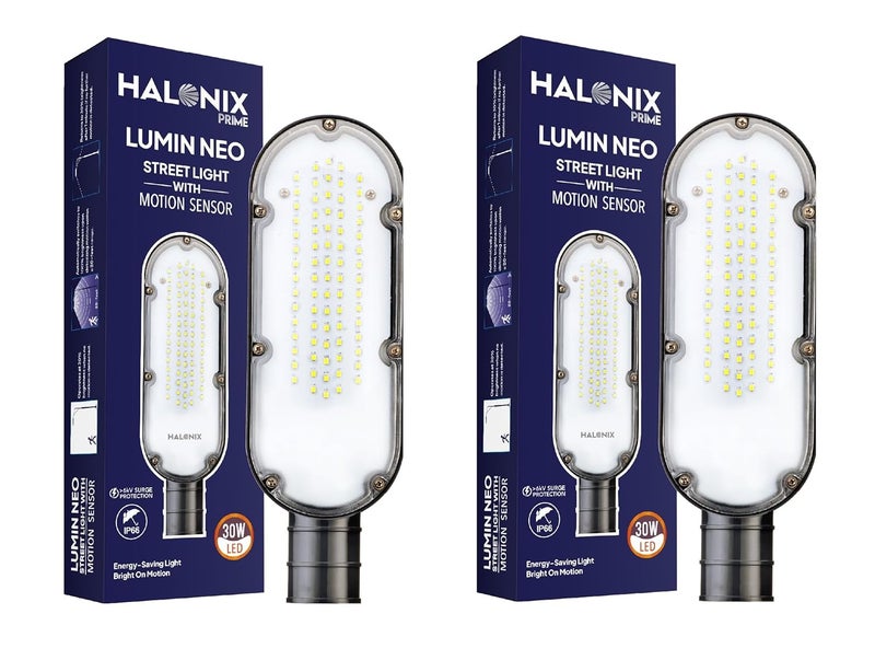 Halonix 30-Watt Motion Sensor Street Light | Waterproof Outdoor Light | Motion Sensor Outdoor Light | Street Light for Outdoor Purposes | Color- White | Heat Resistant | Pack of 2 - Image 1