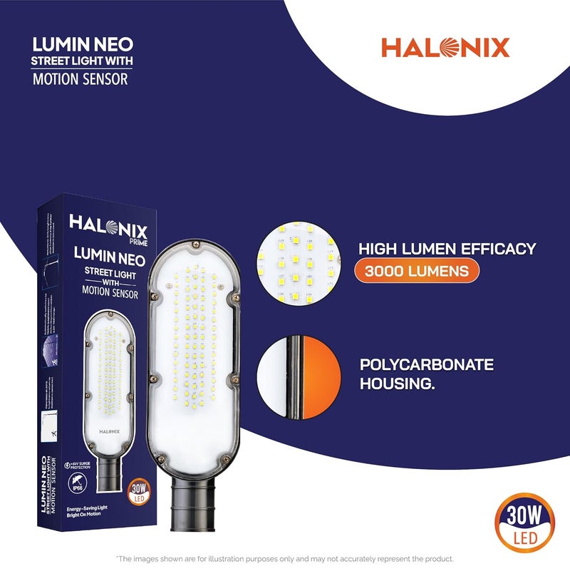 Halonix 30-Watt Motion Sensor Street Light | Waterproof Outdoor Light | Motion Sensor Outdoor Light | Street Light for Outdoor Purposes | Color- White | Heat Resistant | Pack of 2 - Image 3