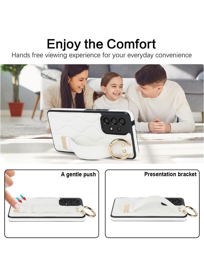 S-TOP Case For Samsung Galaxy A53 5G Non-slip Full Coverage Ring PU Phone Case with Wristband - Image 4