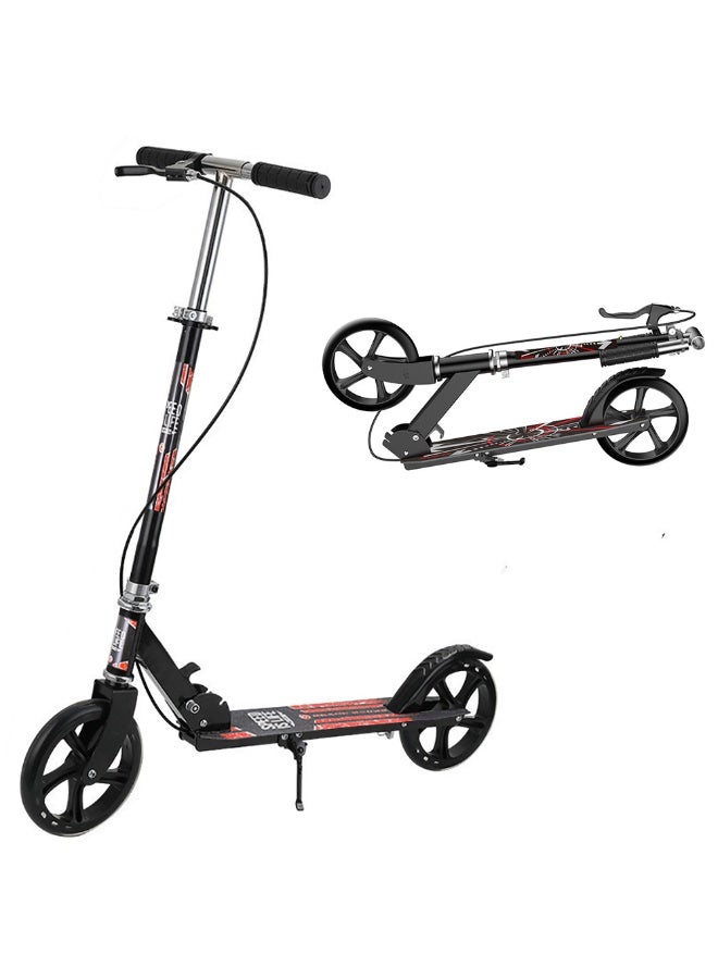 Generic Kick Scooter for Kids/Teens/Adults, Foldable and Height Adjustable, 20cm Large Wheels, Bearing Capacity 100kg, Urban Scooter with Handrake, YS-106 (Black)  - Image 1