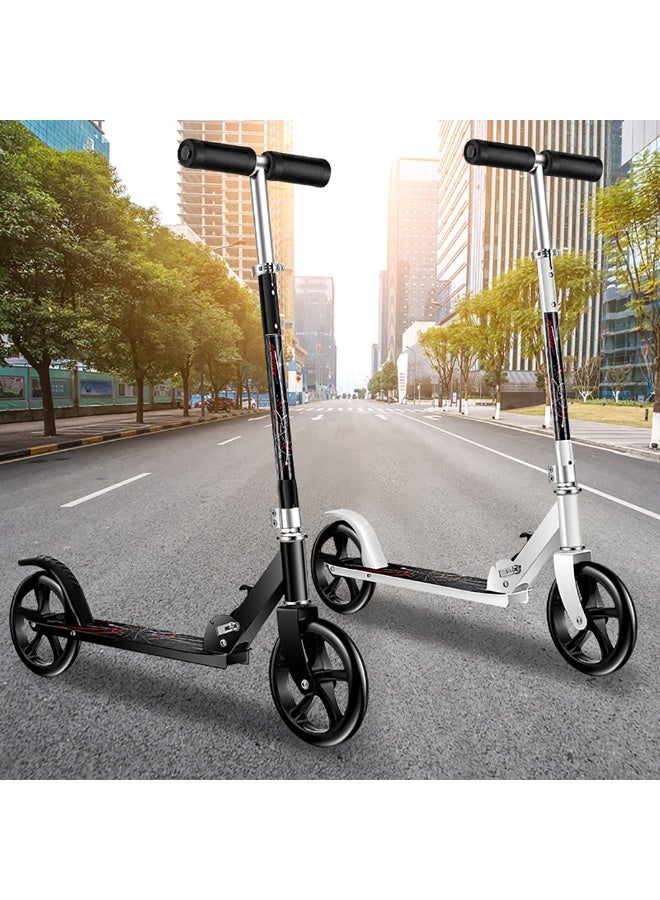 Generic Kick Scooter for Kids/Teens/Adults, Foldable and Height Adjustable, 20cm Large Wheels, Bearing Capacity 100kg, Urban Scooter with Handrake, YS-106 (Black)  - Image 3