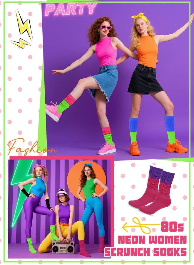 Buauty Neon Slouch Socks 80s 90s Scrunch Socks Soft Leg Warmers Y2k Knee High Socks for Women Outfit Accessories Party - Image 4