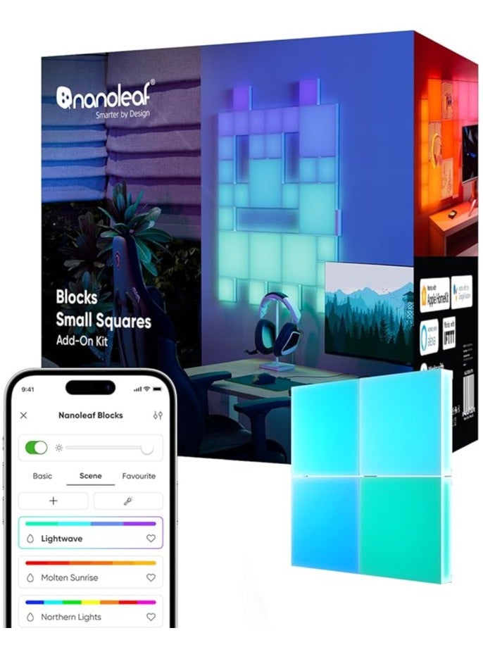Nanoleaf Blocks Small Squares Add-on Kit | Smart WiFi LED Panel System, 16M+ Colors, Low Energy, for Gamers, Vloggers, Influencers, Entertainment, Gaming Living Room - 4 Pack - Image 2