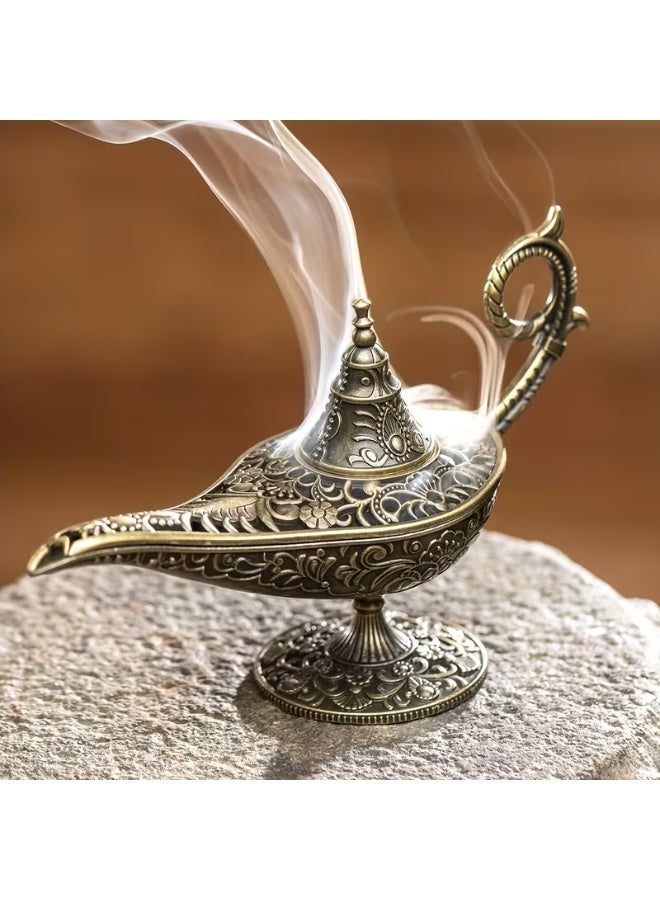 aeen 1pc Genie Lamp Incense Holder, Vintage Zinc Alloy Incense Burner, Elegant Decorative Ornament for Home, Ramadan, Eid, Yoga, Meditation, Tea Ceremony and Parties - Image 1