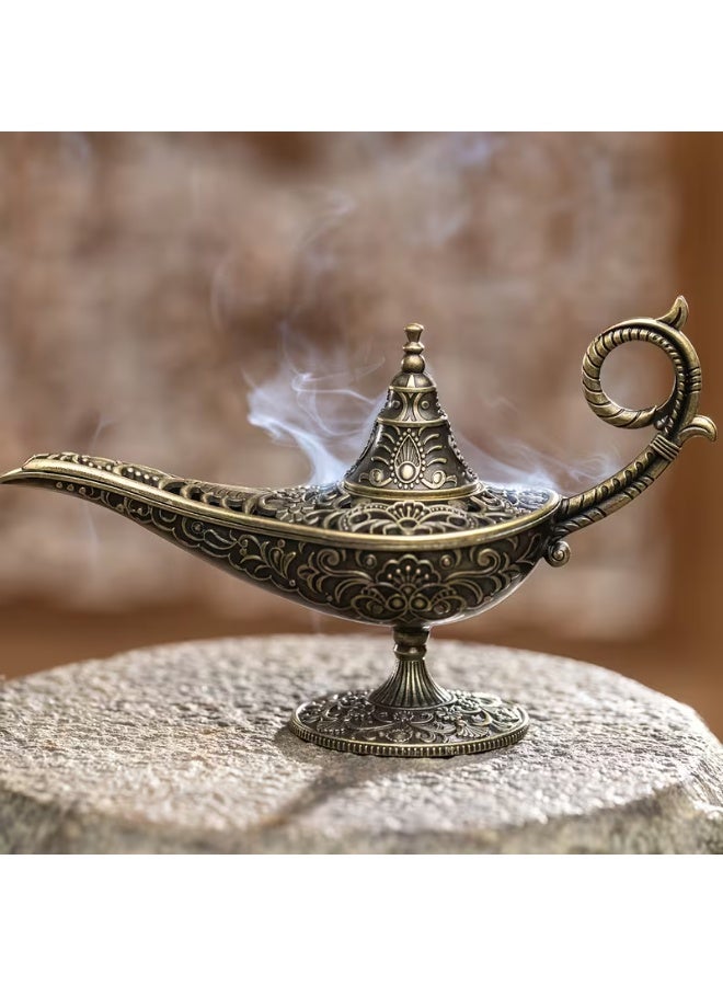 aeen 1pc Genie Lamp Incense Holder, Vintage Zinc Alloy Incense Burner, Elegant Decorative Ornament for Home, Ramadan, Eid, Yoga, Meditation, Tea Ceremony and Parties - Image 2