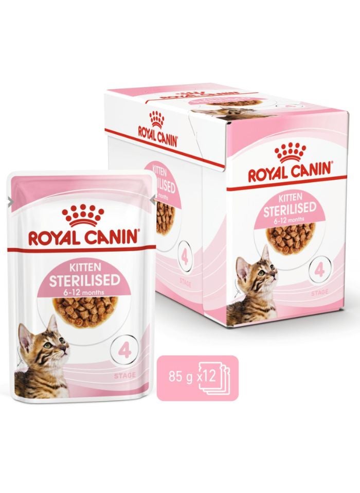 ROYAL CANIN Feline Health Nutrition Kitten Sterilised Gravy (WET FOOD - Pouches) 12x85G - Image 2