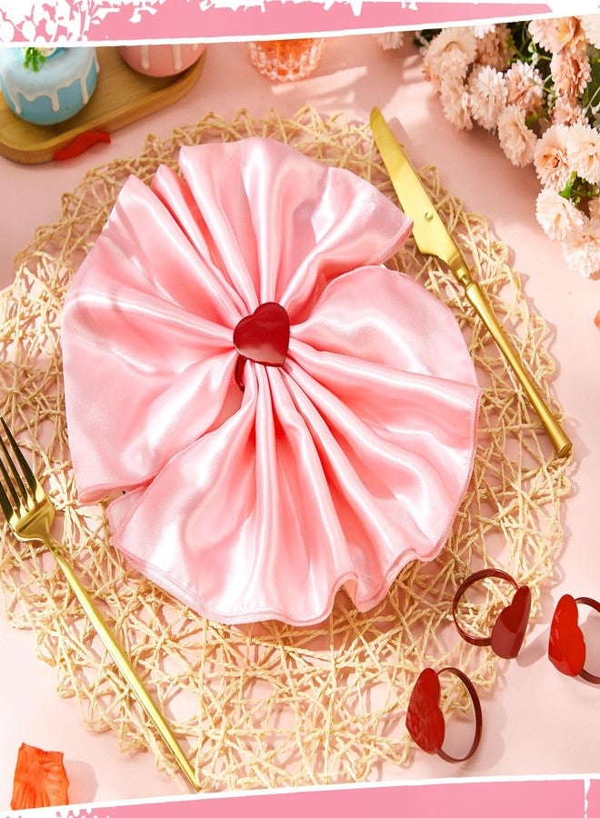Tiangrid 12 Sets Mother's Day Cloth Napkin Rings Set with Red Heart Napkin Rings Valentine Dinner Wedding Birthday Party Dining Table Decoration(20 x 20 Inch) - Image 2