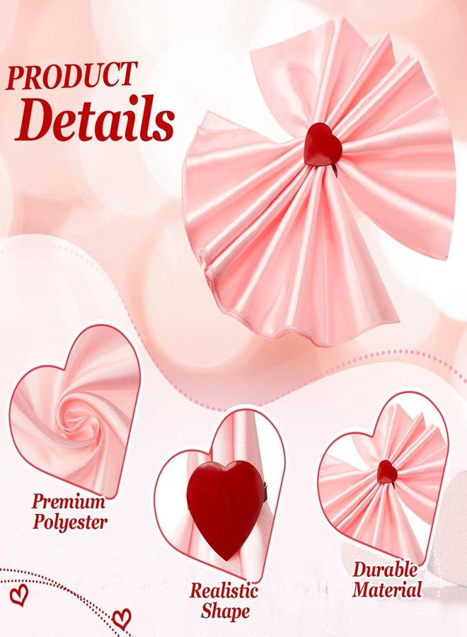 Tiangrid 12 Sets Mother's Day Cloth Napkin Rings Set with Red Heart Napkin Rings Valentine Dinner Wedding Birthday Party Dining Table Decoration(20 x 20 Inch) - Image 4