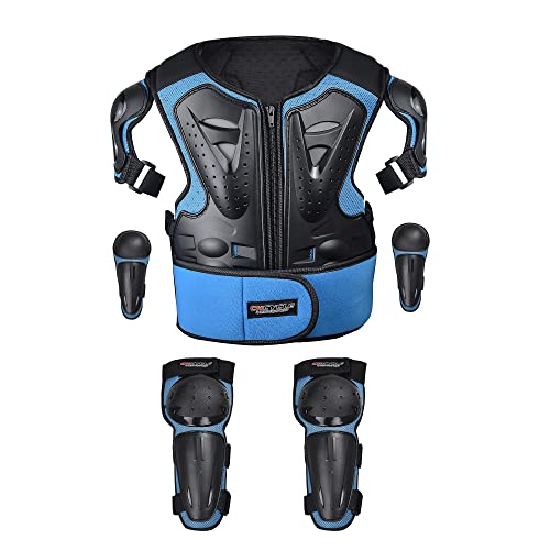 ElCYCO Kids Motorcycle Armor Suit Dirt Bike Gear Chest Protector Motocross for Kids Dirt Bike Chest Protective Gear with Elbow Knee Pads Guards for Cycling(Blue) - Image 4