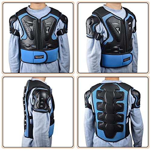 ElCYCO Kids Motorcycle Armor Suit Dirt Bike Gear Chest Protector Motocross for Kids Dirt Bike Chest Protective Gear with Elbow Knee Pads Guards for Cycling(Blue) - Image 5