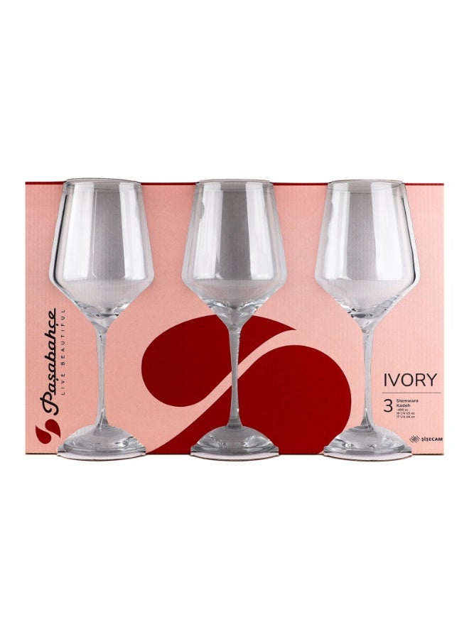 Paşabahçe كؤوس نبيذ باساباهشي العاجية 490 مل – مجموعة 3 قطع - Image 2