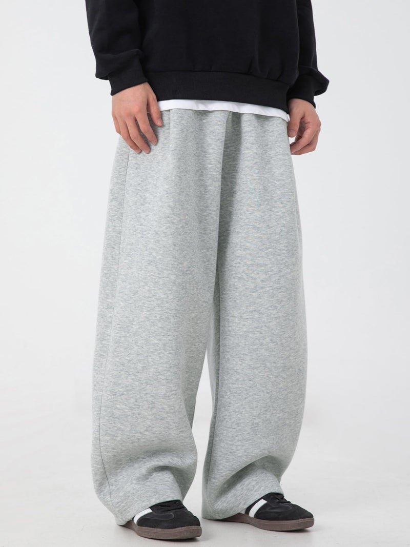CAONAT Mens Baggy Sweatpants Wide Leg Casual Elastic Waist Drawstring Athletic Loose Jogger Fall Sweat Pants with Pockets Grey - Image 2
