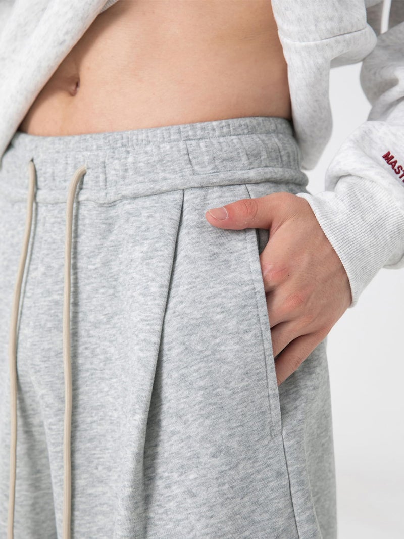 CAONAT Mens Baggy Sweatpants Wide Leg Casual Elastic Waist Drawstring Athletic Loose Jogger Fall Sweat Pants with Pockets Grey - Image 3