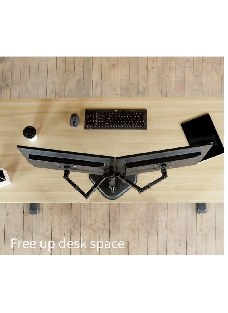 ELTRAZONE STAND-V002F Dual LED LCD Monitor Free-Standing Desk Stand for 2 Screens up to 27 Inch Heavy-Duty Fully Adjustable Arms with Max VESA 100x100mm  - Image 5