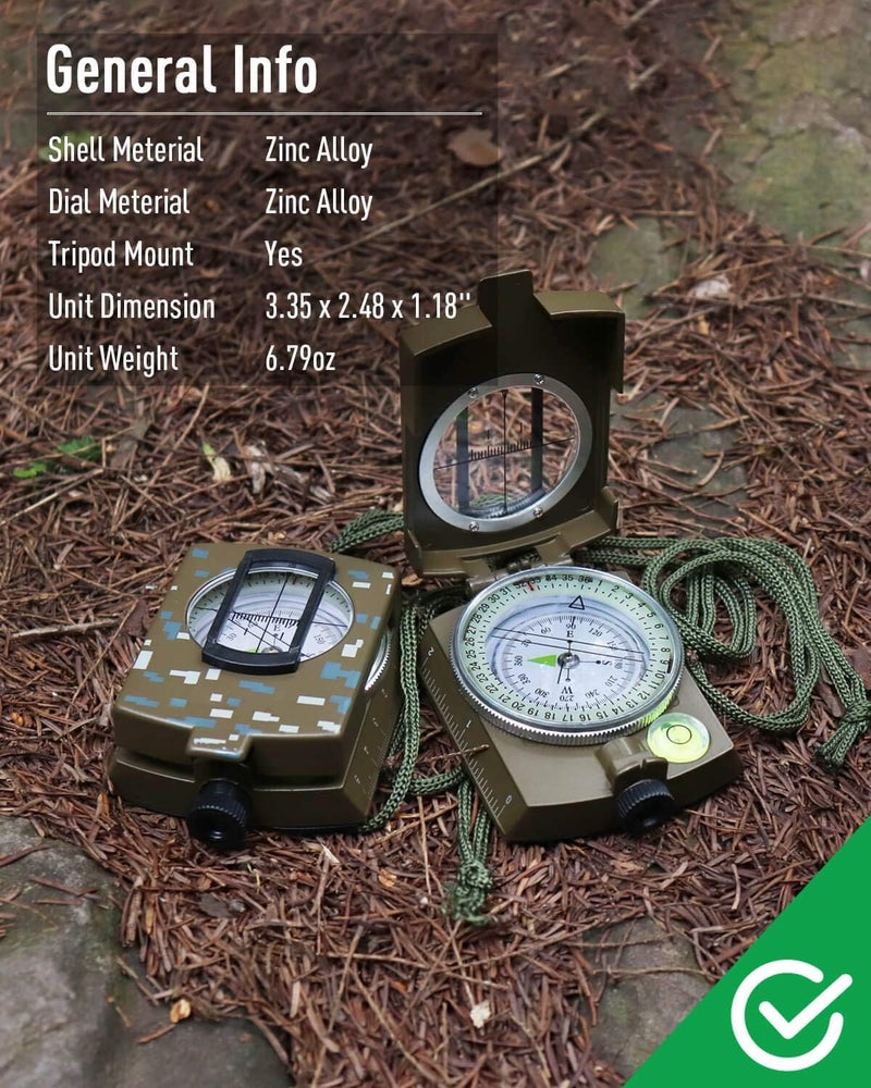 EYESKEY Multifunctional Tactical Survival Military Compass with Lanyard & Pouch | Waterproof & Impact Resistant | Lensatic Sighting Compass for Hiking - Image 3