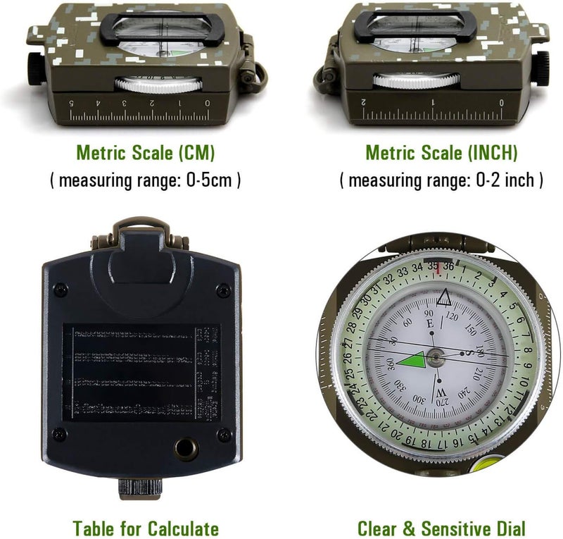 EYESKEY Multifunctional Tactical Survival Military Compass with Lanyard & Pouch | Waterproof & Impact Resistant | Lensatic Sighting Compass for Hiking - Image 2