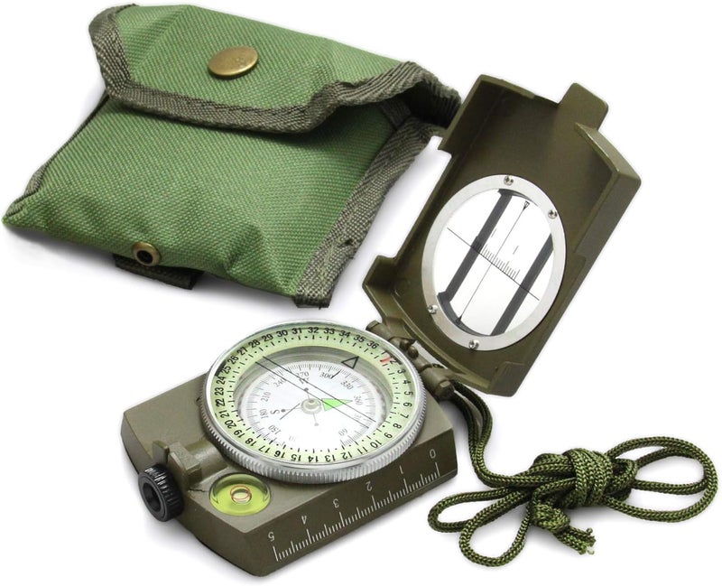EYESKEY Multifunctional Tactical Survival Military Compass with Lanyard & Pouch | Waterproof & Impact Resistant | Lensatic Sighting Compass for Hiking - Image 1