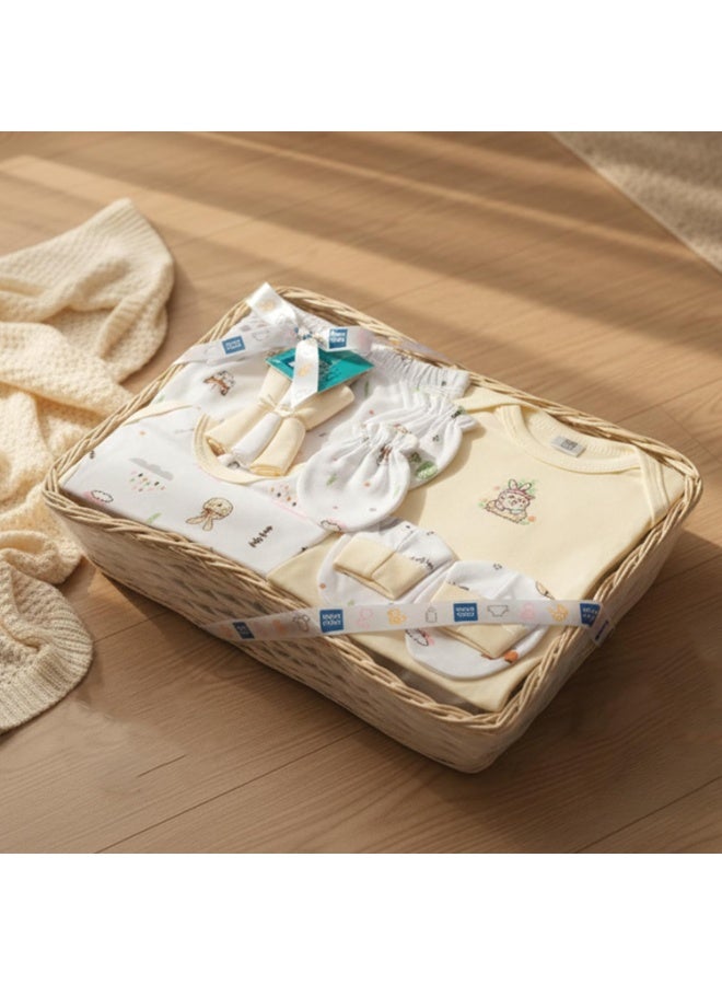 Mee Mee New Born Baby Gift Set | Soft Cotton Clothing Essentials for Infants/Baby Girls, Boys | Baby Shower Clothing Hamper (8 Pieces, Cream)|Perfect Gift for New Born Baby - Image 1