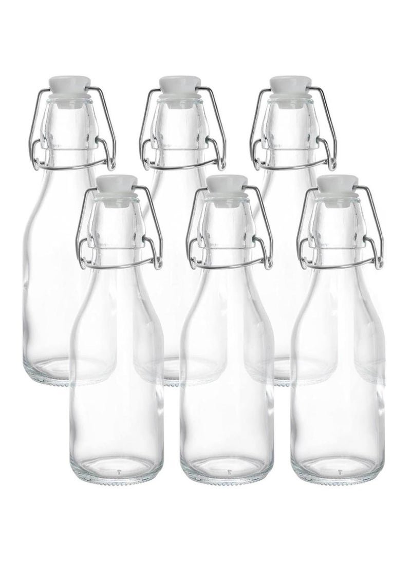 FUFU - 6Pack 8oz Flip Top Glass Bottle Swing Top Bottles with Airtight Seal Flip Caps for Kombucha, Beverages, Oil, Vinegar, Water, Soda, Kefir - Image 1