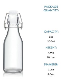 FUFU 6Pack 8oz Flip Top Glass Bottle Swing Top Bottles with Airtight Seal Flip Caps for Kombucha, Beverages, Oil, Vinegar, Water, Soda, Kefir  - Image 2