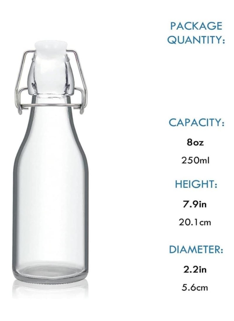 FUFU - 6Pack 8oz Flip Top Glass Bottle Swing Top Bottles with Airtight Seal Flip Caps for Kombucha, Beverages, Oil, Vinegar, Water, Soda, Kefir - Image 1