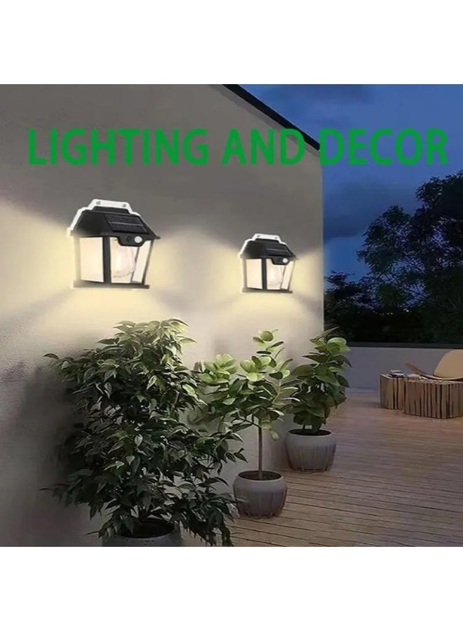 Generic SAFENHAND Solar Interaction Wall Lamp Outdoor Light Wireless Dusk to Dawn Motion Sensor with 3 Modes LED Wall Sconce Waterproof Solar Light Wall Mount Light Outdoor & Indoor Lantern 38W (3) - Image 4