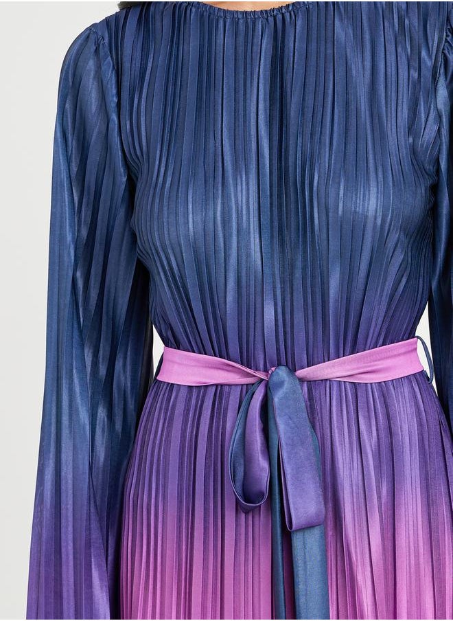 Styli - Accordion Pleated Ombre Print Shift Maxi Dress - Image 1