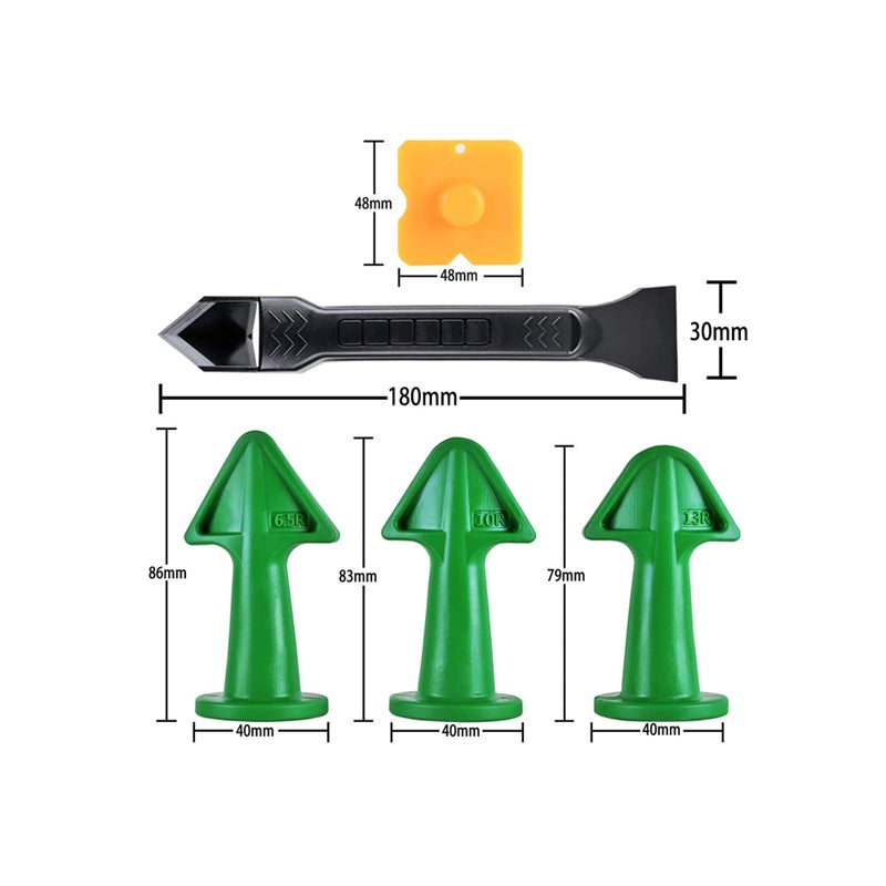 SOLARAE 5 pcs, Caulk Nozzle, Applicator, Silicone Caulking Tools, (6.5R, 10R, 13R), Silicone Sealant Finishing Tool Grout Scrapers kit for Tile or Brick Joints - Image 4