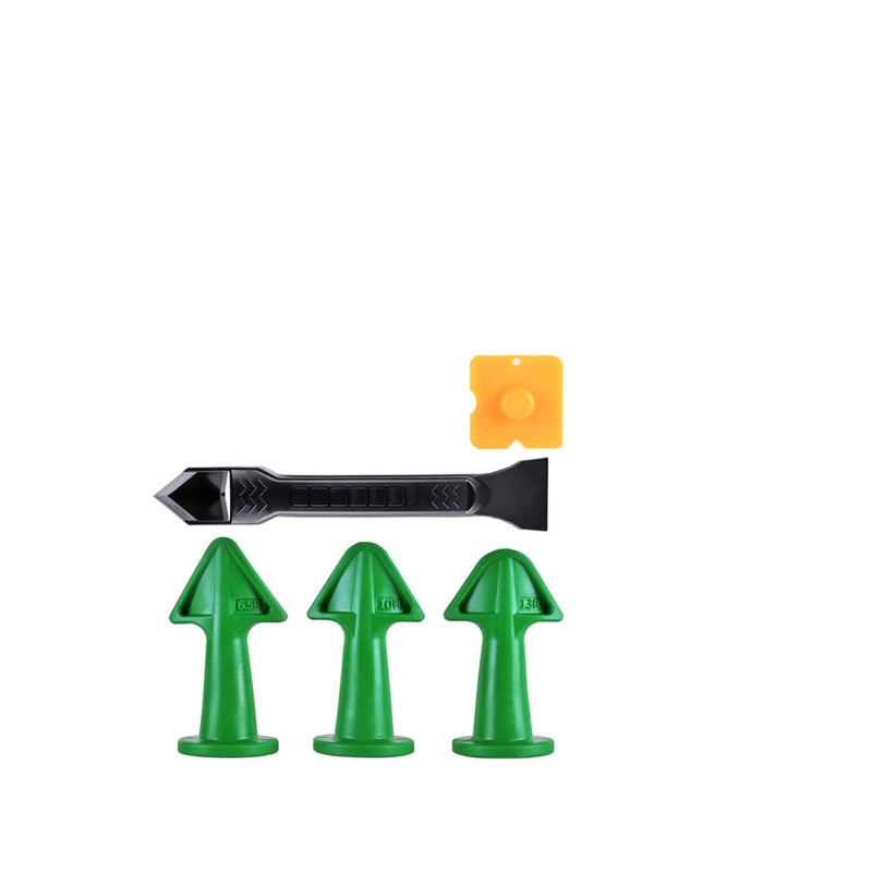 SOLARAE 5 pcs, Caulk Nozzle, Applicator, Silicone Caulking Tools, (6.5R, 10R, 13R), Silicone Sealant Finishing Tool Grout Scrapers kit for Tile or Brick Joints - Image 1