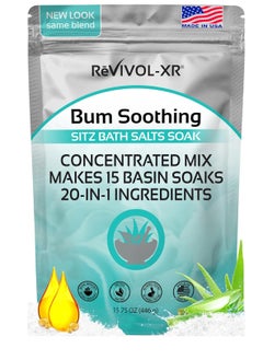 REVIVOL-XR Sitz Bath for Hemorrhoids Relief 20-in-1 Mix Epsom Salts+ Essential Oils, Makes 15 Soaks for Soothing Toilet Seat Basin Use. Quality USP Ingredients, Made in USA.  - Image 1