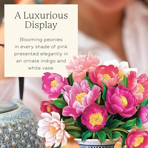 Freshcut Paper Mini Peony Paradise – 2 Pack of 5.5 Inch Life-Sized 3D Pop Up Card – Birthday, Mothers Day, Thank You, Gifts for Mom and Her – Includes Notecard and Envelope - Image 3