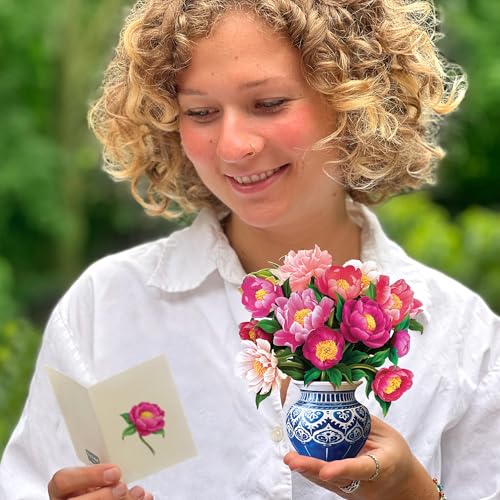 Freshcut Paper Mini Peony Paradise – 2 Pack of 5.5 Inch Life-Sized 3D Pop Up Card – Birthday, Mothers Day, Thank You, Gifts for Mom and Her – Includes Notecard and Envelope - Image 2