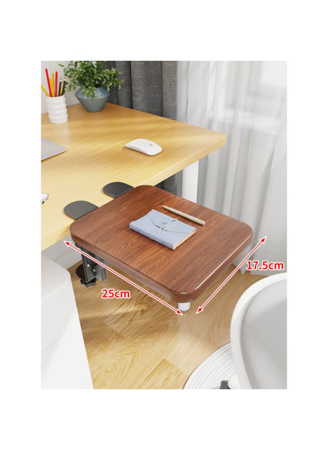 Desktop Extension Hand Support Computer Desk Desk Side Table Board Bracket Keyboard Dormitory Station Board Widened Folding Extension-Pattern:Black Bracket + Walnut Board 17.5*25*1.2  - Image 1
