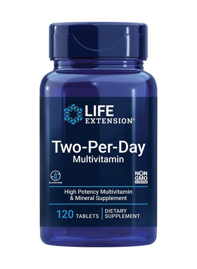 Life Extension Two-Per-Day High Potency Multi-Vitamin & Mineral Supplement - Vitamins, Minerals, Plant Extracts, Quercetin, 5-MTHF Folate & More - Gluten-Free - Non-GMO - 120 Tablets - Image 1