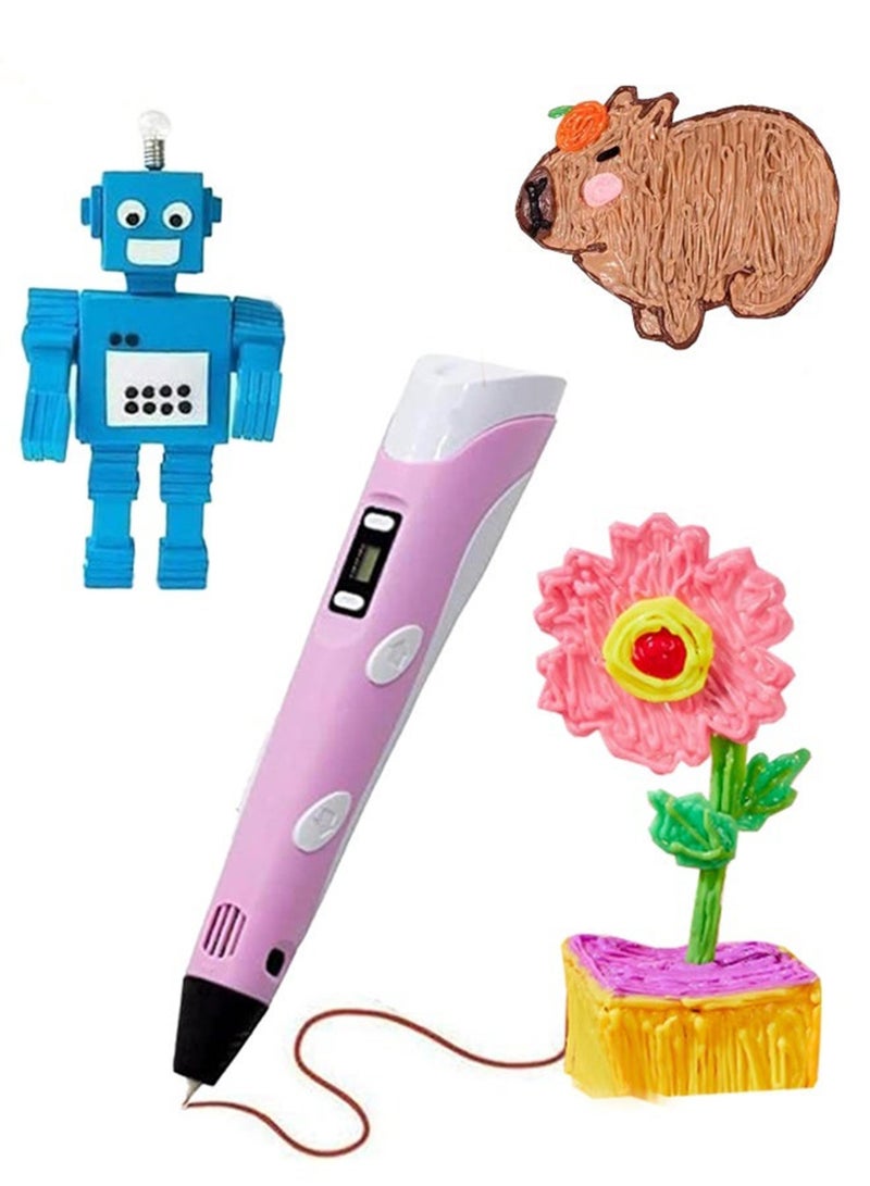 3D Children's Printing Pen Set with Display Screen High-Temperature Anti-Scald Children's Printing Pen Drawing Pen DIY Funny Set for Kids Chidren Birthday Creative Gift with PLA Filament - Image 1