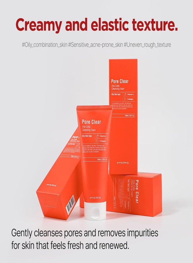 PONGDANG Pore Clear Vita-Colla Cleansing Foam | Oil Control & Deep Pore Cleanse | With Vitamin C & Collagen for Balanced Skin | Korean Skin Care - Image 3