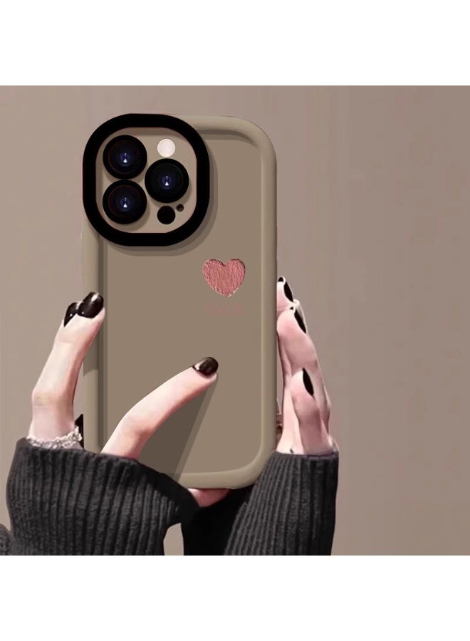 NIBEMINENT Little Heart Protective TPU Case Cover For iPhone 15, Tea Color