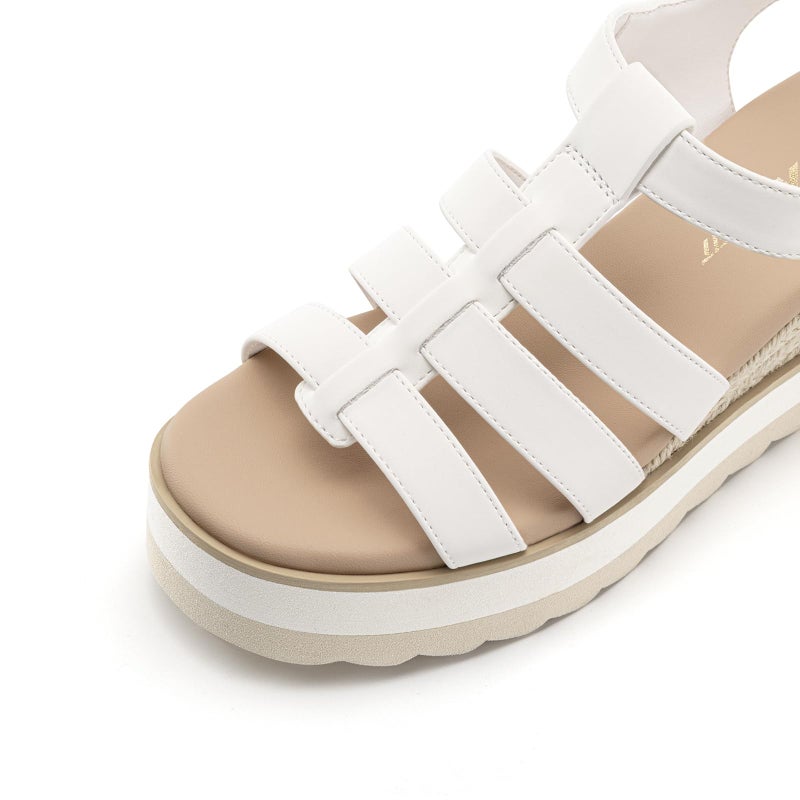 Athlefit Espadrille Low Wedge Sandals for Women Comfortable Casual Open Toe Platform Sandals for Summer Beach Vacation White, Size 8, SAPS2612W - Image 4