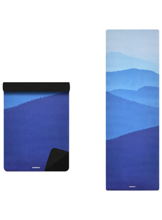 neumee Professional Sweat-Resistant Non-Slip Home Durable Thin Wide Suede Natural Rubber Yoga Mat Towel Gift Mountain Range - Image 1