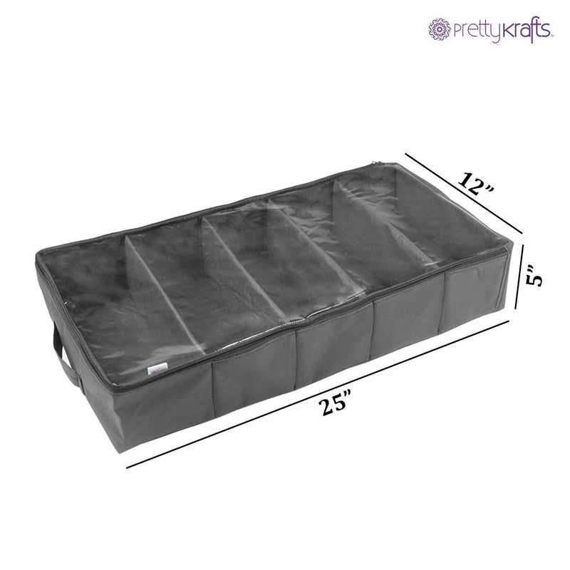PrettyKrafts PrettyKrafts 5 Pair Shoe Storage Box Large Underbed Storage Shoe Bag Shoe Organizer Underbed Closet Travel Shoe Cover Mens Shoes Covers Storage Boxes Folding Shoe Box Set of 2 Black  - Image 5