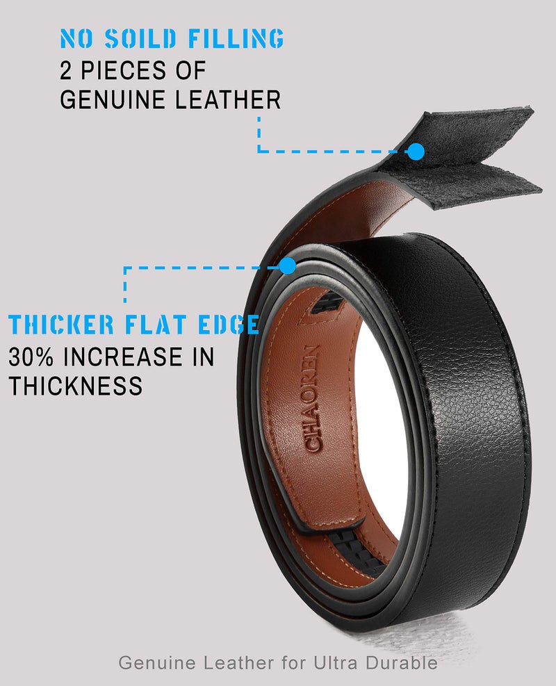 CHAOREN CHAOREN Ratchet Belt Replacement Strap 1 3/8”, Leather Belt Strap for 40MM Slide Click Buckle  - Image 3